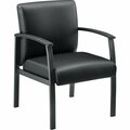 Interion By Global Industrial Interion Synthetic Leather Reception Chair with Arms, Black 695731